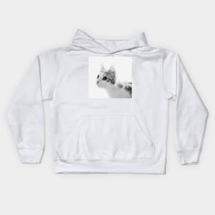 Cat portrait in black and white Kids Hoodie
